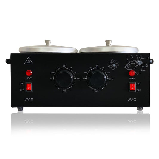 FHATSJ Black Double Pots Wax Warmer Professional Melted Wax Beads for Hair Removal,Fast Electric Wax Heater with Adjustable Temperature Set for Women (Black-Double Pots)