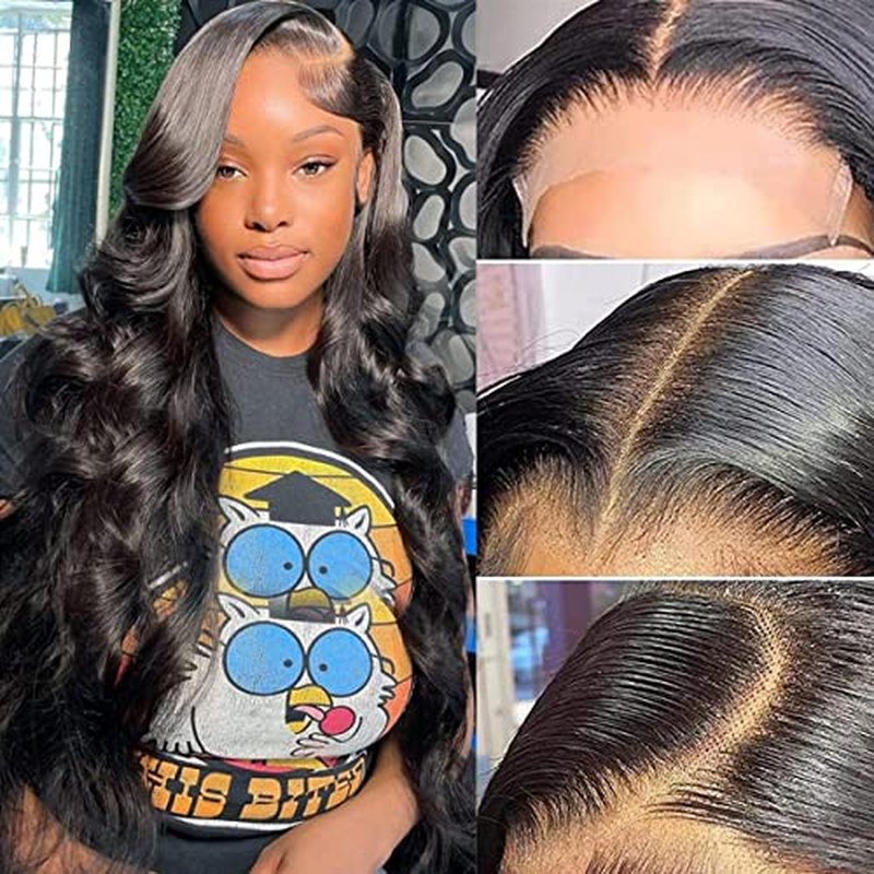 Closure Wigs Human Hair Body Wave 5x5 HD Lace Closure Wigs Human Hair Pre Plucked with Baby Hair 180% Density Brazilian Virgin Human Hair Wigs for Black Women Natural Color (Body Wave Wig, 24 Inch)