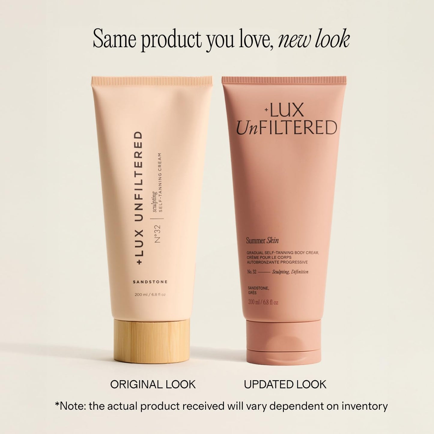 + Lux Unfiltered N°32 Summer Skin Body Sculpting Gradual Tanning Lotion - Self Tanner Firming Body Lotion with Peptides & Caffeine - Firms & Tones Skin - Vegan & Cruelty-Free Sunless Tanner, Sandstone