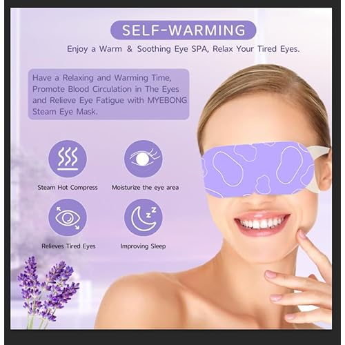 48 Packs Steam Eye Mask for Dry Eyes, Warm Compress Eye Mask, Self Heating Eye Masks Help for Dark Circles, Puffy Eyes, Disposable Heated Eyes Mask for Sleeping Relief Stress Eye Fatigue