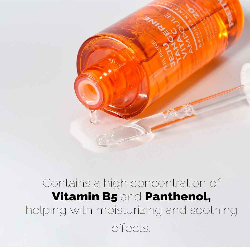 PRETTYSKIN Jeju Tangerine Vitamin C Ampoule 1.75 fl.oz.| 11-Vitamin Complex + Panthenol + Niacinamide + Adenosine | Lightweight Hydrating & Calming Korean Serum for Sensitive Skin