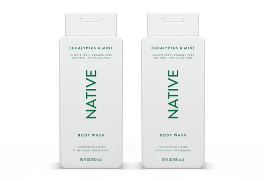 Native Body Wash Contains Naturally Derived Ingredients | For Women & Men, Sulfate, Paraben, & Dye Free Leaving Skin Soft and Hydrated | Eucalyptus & Mint 18 oz
