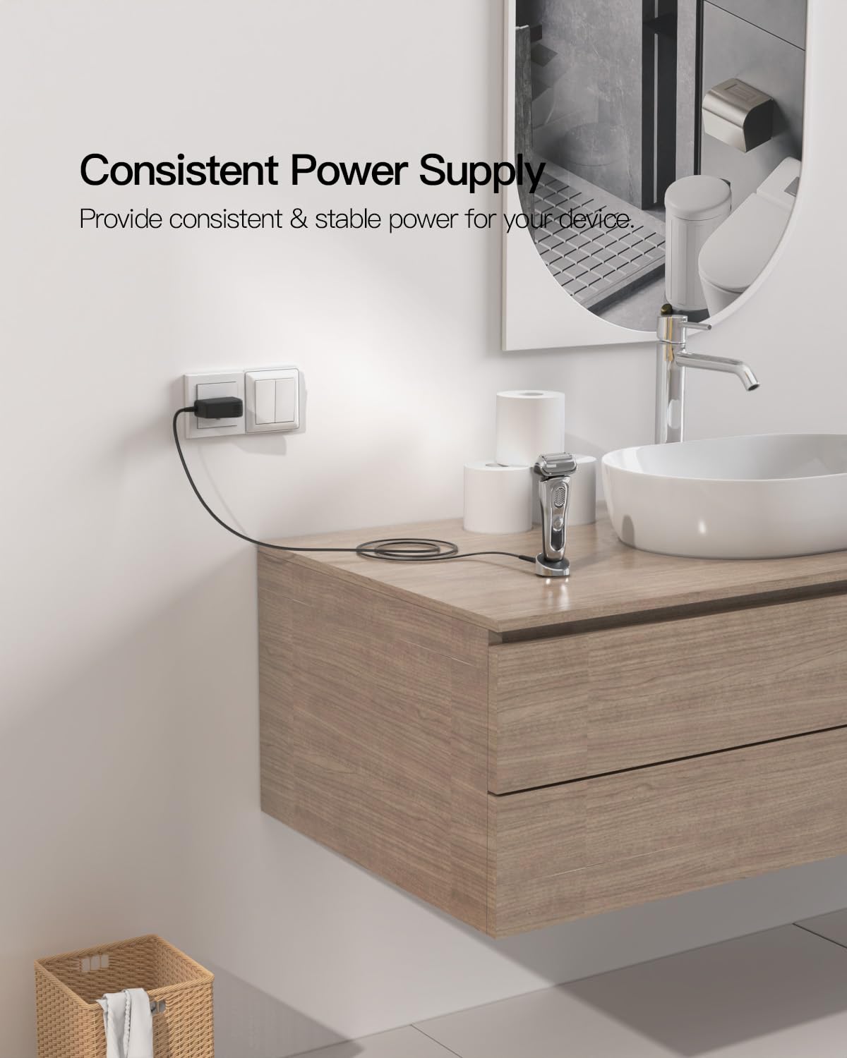Superer Charger for Braun Shaver Series 3 5 6 7 9 8 1, S3 S9 S7 S5 S6 S8 9 Pro, 310S, 3040S 3010S 740S 9577cc 9517s 7085cc, 12V Electric Razor Shaver Trimmer Power Adapter Charging Cord Replacement