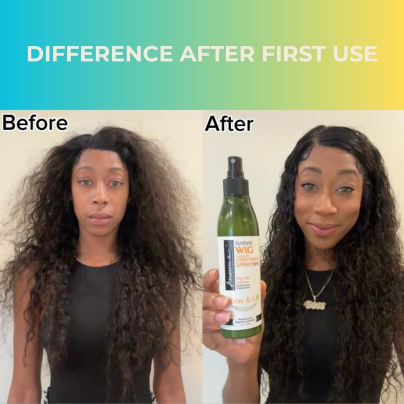Awesome Synthetic Wig Shampoo & Leave in Conditioner Spray, Premium Set of 3, pH6, Replenishes & Easy Combing, Contains Coconut Oil (7 Fl Oz x2, 2.3 Fl Oz travel size)