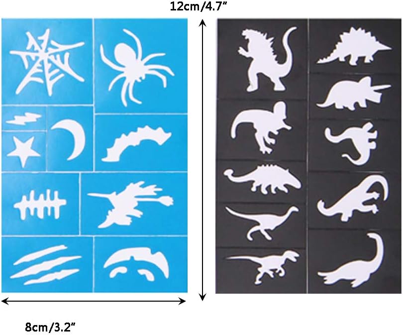 Reusable Face and Body Paint Stencils Kit | Glitter Temporary Tattoo Designs for Kids' Parties & Events
