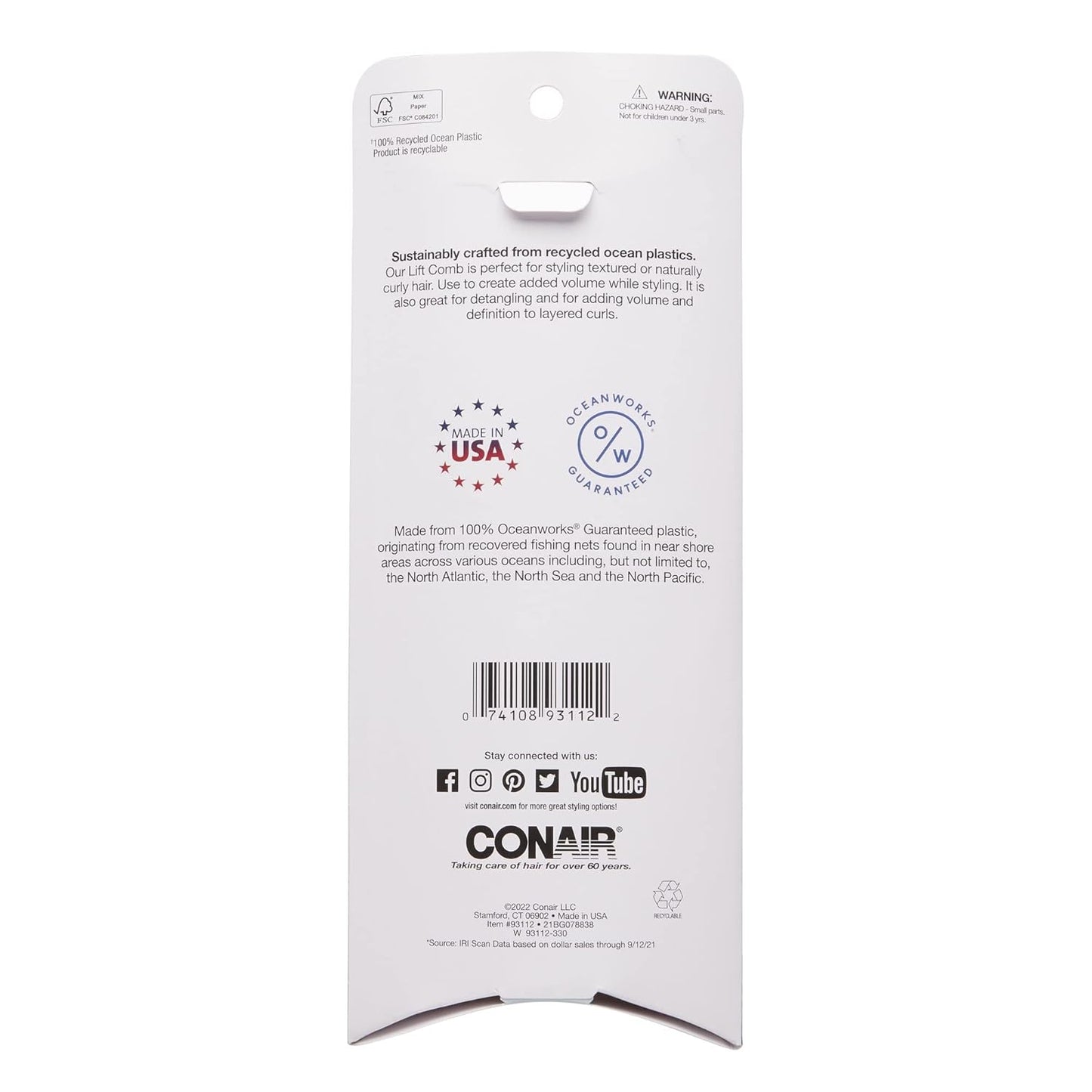 Conair 14493z 3 Piece Pro Styling Hair Lift Combs, 3.2 Ounce
