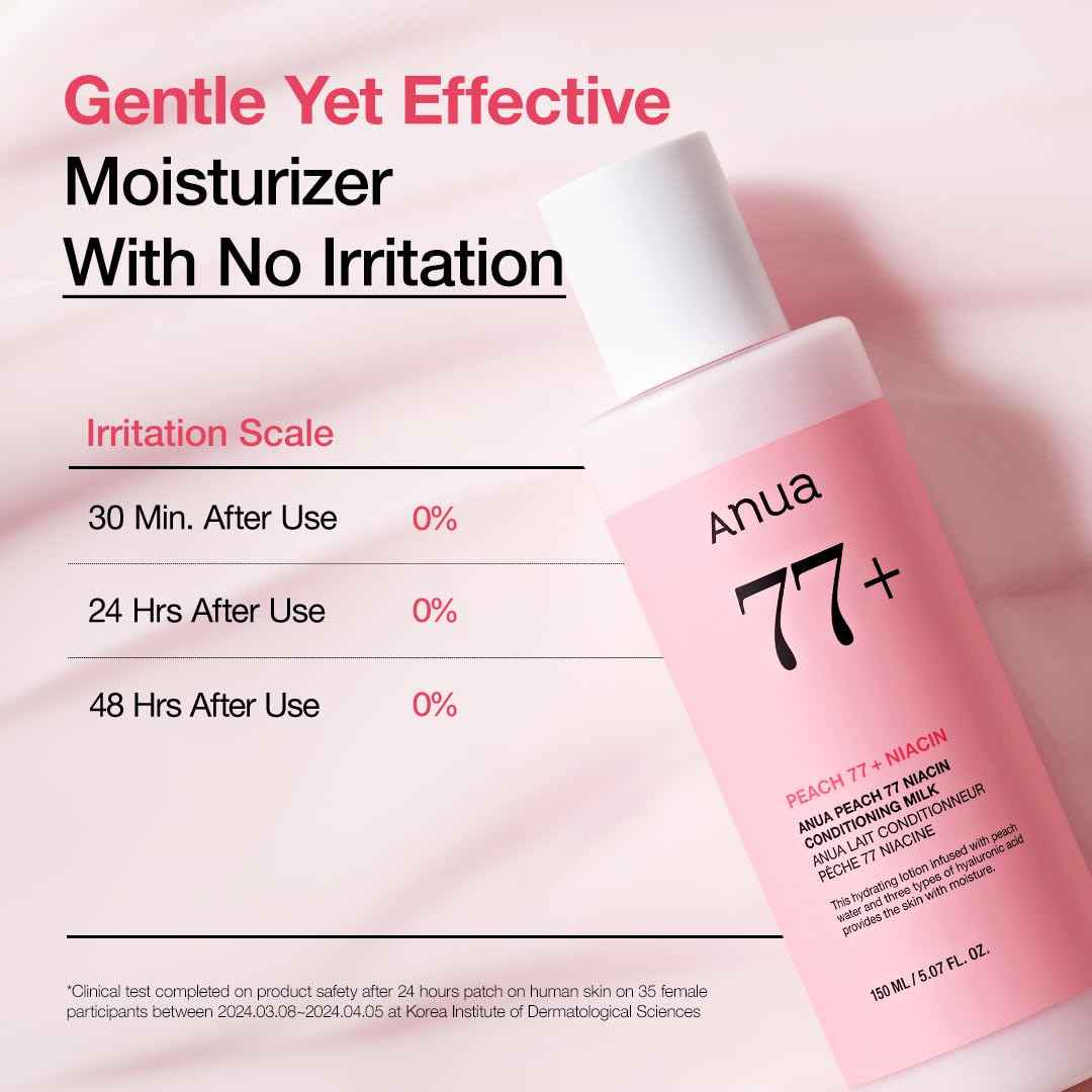 ANUA Peach Niacin Conditioning Lotion, Face Moisturizer with Vitamin B12, Ceramide, Panthenol, Hyaluronic Acid, Lightweight, Korean Skin Care for Glass Skin (150ml, 5.07 fl.oz.)