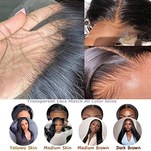 13x6 Straight Lace Front Wigs Human Hair 200 Density HD Transparent Lace Frontal Human Hair Wigs for Women Glueless Wigs Human Hair Pre Plucked 28 Inch