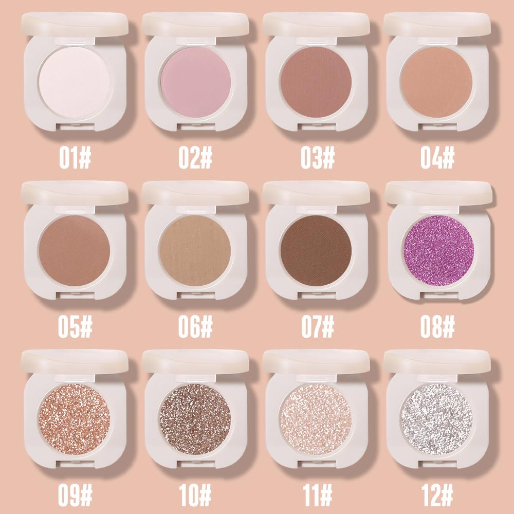 CAKAILA Single Purple Shimmer Sparkly Eyeshadow,Bright Intense Monochrome Eye Shadow,Apply Makeup Easily,Matte Pressed Powder Single Eyeshadow,24 Hour Eye Makeup Longwear Waterproof