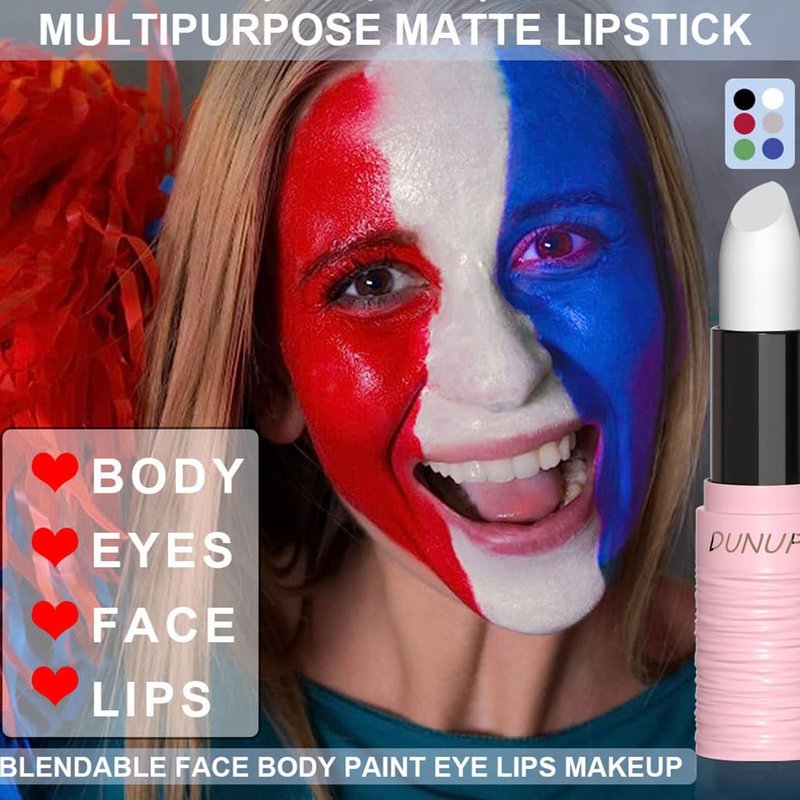 Yeweian Halloween Light Grey Matte Lipstick, Grey Lip Face Body Paint Stick, Cream Eye Black Stick for Baseball, Waterproof Long Lasting Lip Balm for Women, Goth Makeup Clown Makeup Sticks Sticks