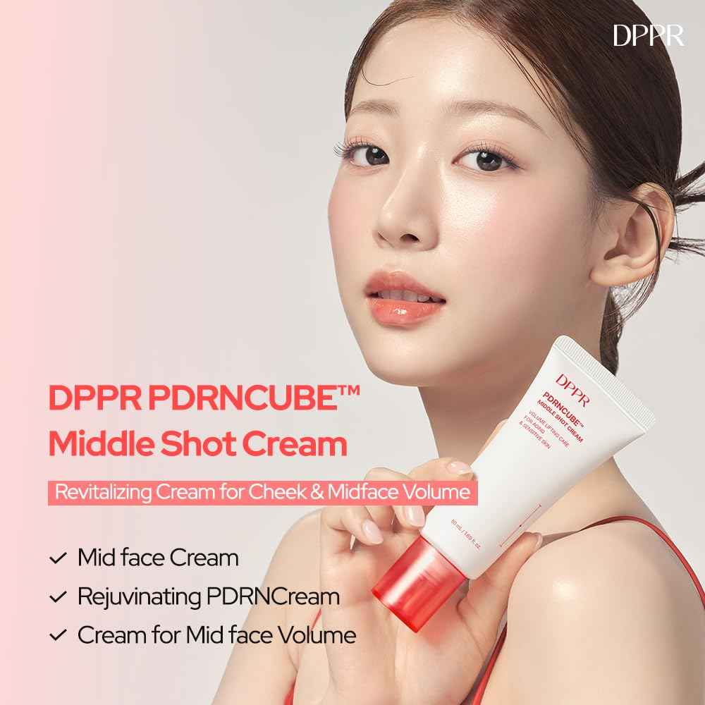 DPPR PDRNCUBE Middleshot Cream, Pink PDRN Cream, Korean Skin Care, Collagen, Glass Skin, Daily Skin Care, Hydrating Serum to even skin tone, Deep Moisturizer for Dry Skin(1.69 fl.oz / 50ml)