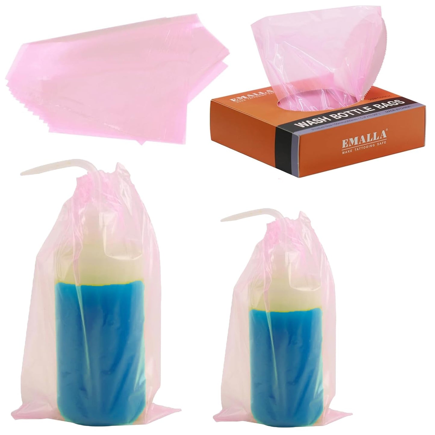 Bottle Bags Pink, Urknall 250pcs Squeeze Bottle Bags Pink Wash Bottle Covers Sleeves Disposable Tattoo Bottle Bags 6 X 10 Inch Squeeze Bottle Covers Barrier