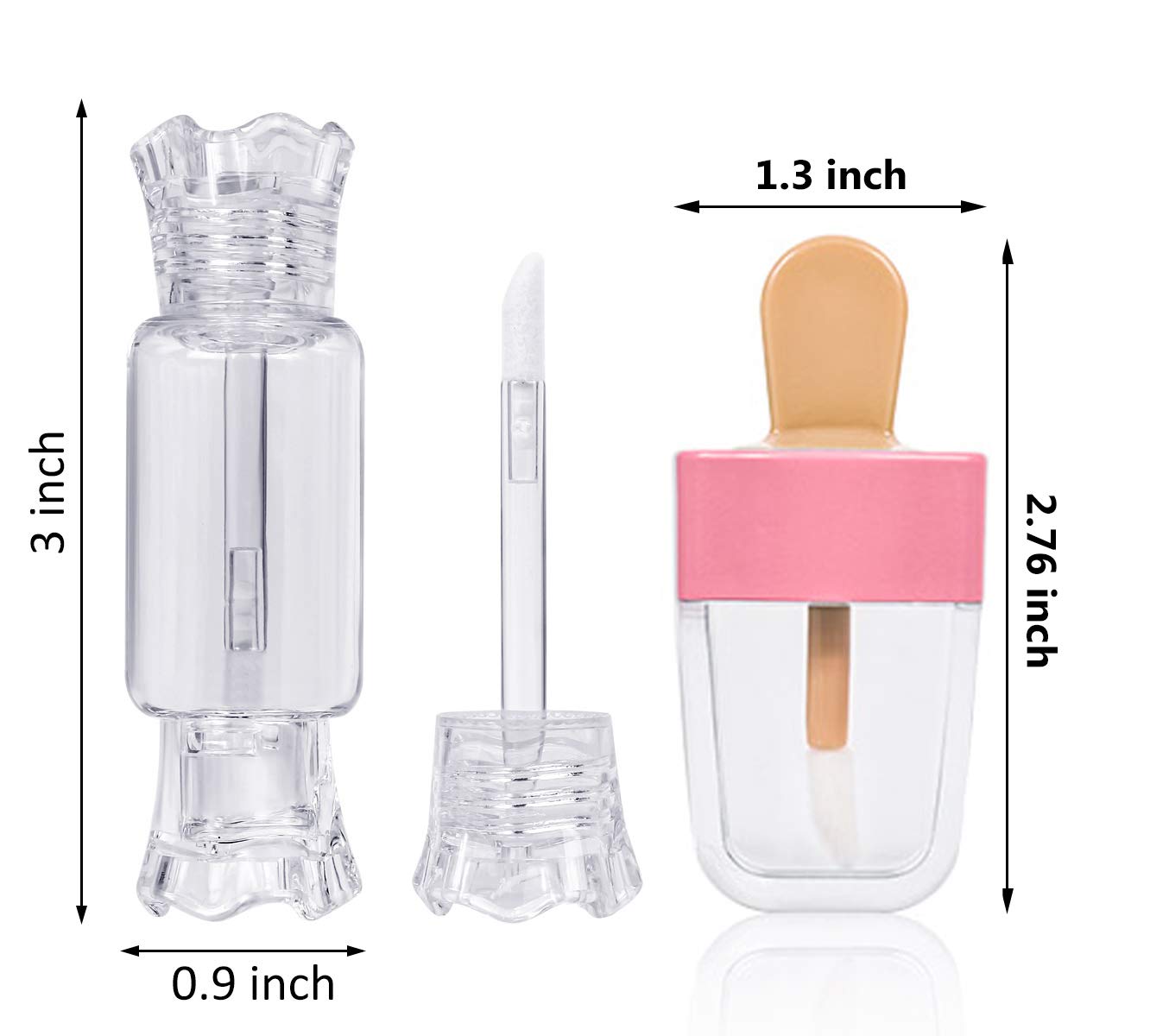 24PCS Lip Gloss Tubes - Candy Ice Cream Shape Lip Gloss Containers Empty - Refillable Clear Lipgloss/Lip Balm Containers for Girls Women DIY Cosmetics (12 candy and 12 ice cream)