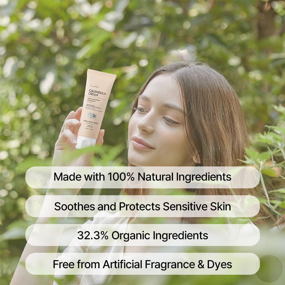 Calendula Cream Face Moisturizer for Sensitive Dry Skin - Cica & Ceramide Hydration | 100% Plant-Based Formula
