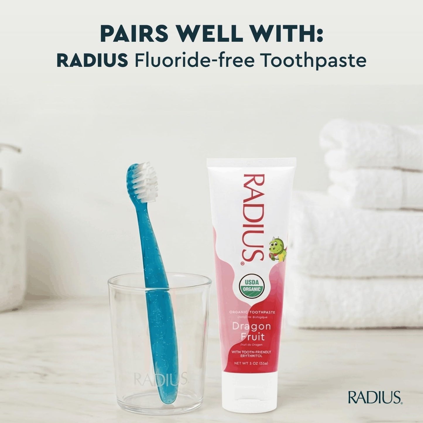 RADIUS Totz Toothbrush Extra Soft Brush BPA Free & ADA Accepted Designed for Delicate Teeth & Gums for Children 18 Months & Up - Purple Pink Coral - Pack of 3