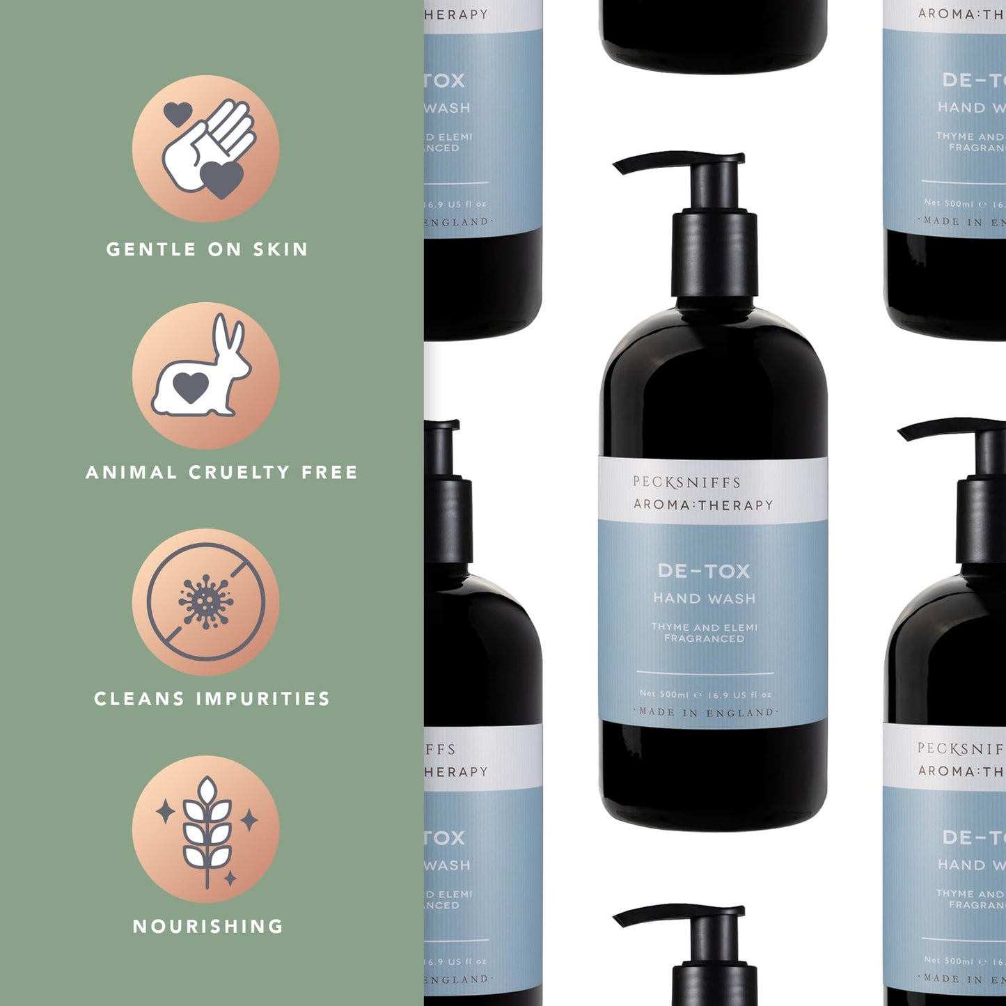 Pecksniff's Moisturizing Hand Wash - Vitamin B Enriched, Natural & Gentle Cleanser, Luxurious Hand Wash 500ml/16.9 fl oz (Glass, Raindrops & Roses)