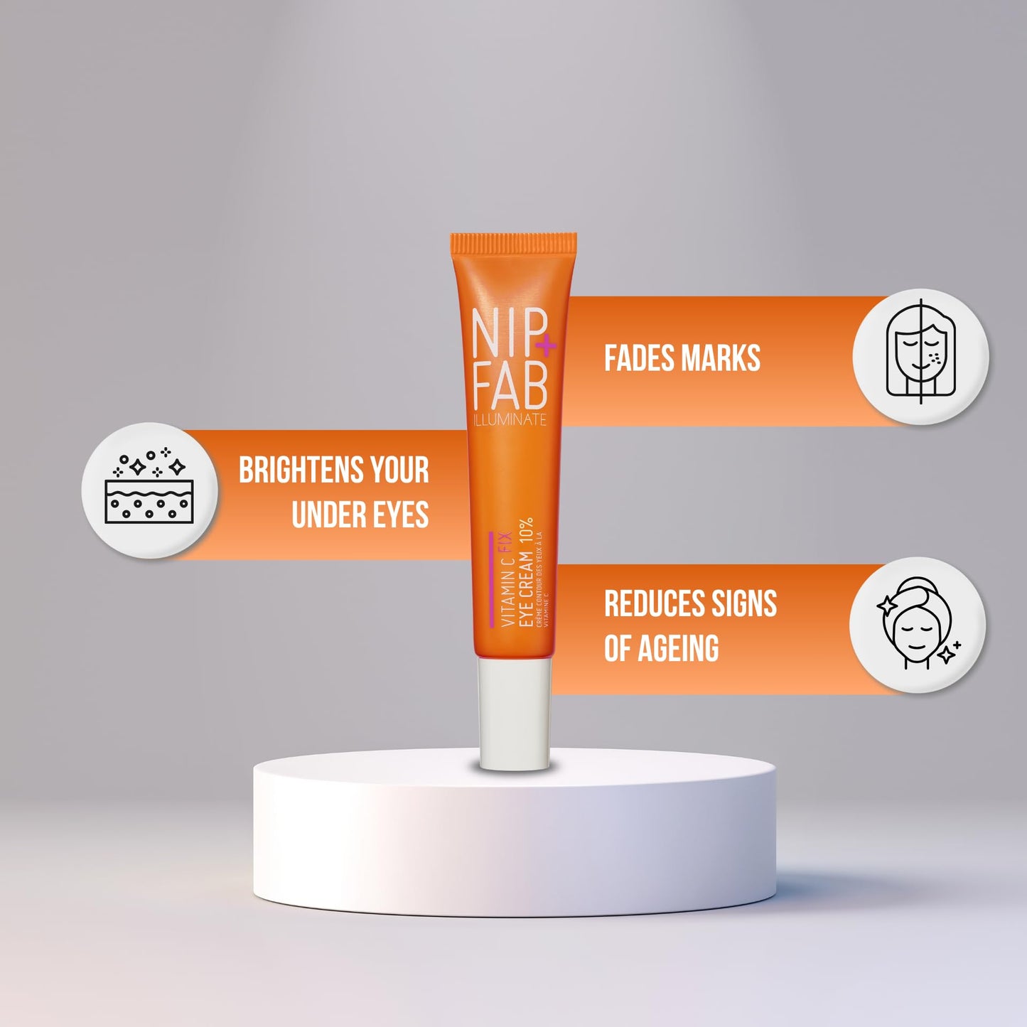 Nip+Fab Vitamin C Fix Eye Cream 10% 0.5 fl oz | with Peptides, Caffeine and Niacinamide for Smoother, Brighter Under Eye Skin | 3 Forms of Vitamin C