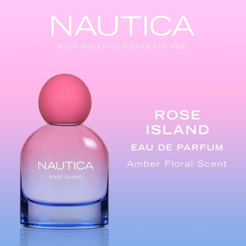 Nautica Rose Island Eau De Parfum for Women - 1.6 Fl Oz | Long-Lasting, Mood-Boosting Fragrance with Lemon, Rose & Musk Notes