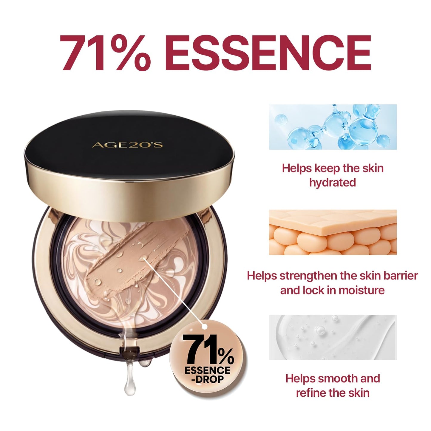 AGE20'S Signature Essence Pact - Korean Cushion Foundation | 23W Beige, Dewy Finish, SPF 50+