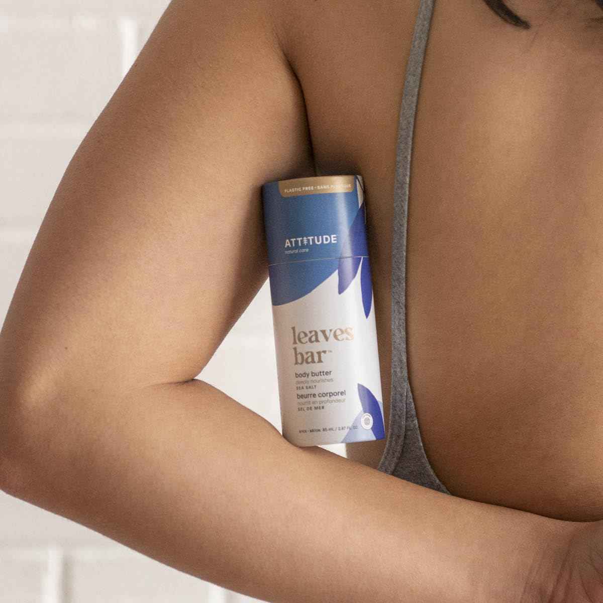 ATTITUDE Body Butter, Natural Origin, Deeply Nourishes & Retains Moisture, Shea & Cocoa Butters, EWG Verified, All skin types, Vegan, Sea Salt, 2.87 Fl Oz