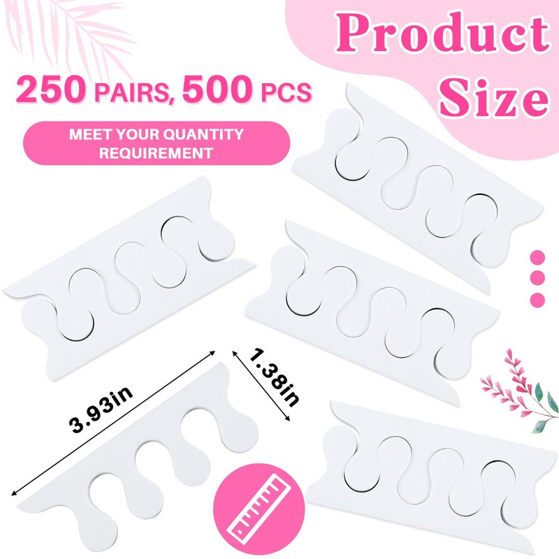 Mumufy 250 Pairs White 500 Pcs Sponge Toe Separators Kit for Pedicure - Soft Toe Spacers, Finger Dividers for Nail Art Painting, Manicure, Toenail Polishing, Spa Treatment for Women