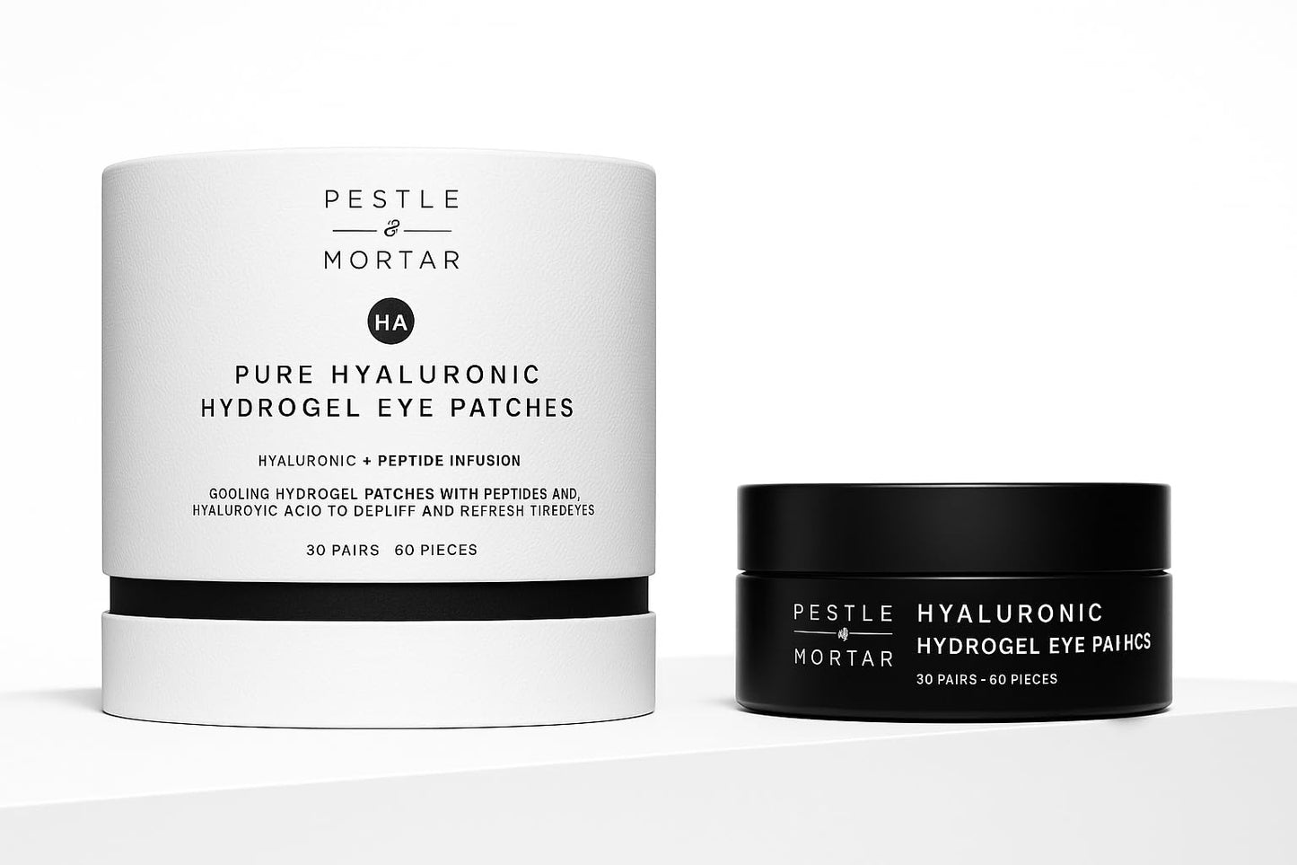 Pestle & Mortar Pure Hyaluronic Hydrogel Eye Patches, 30 Pairs, Cooling Under-Eye Treatment with Peptides for Hydration and Depuffing