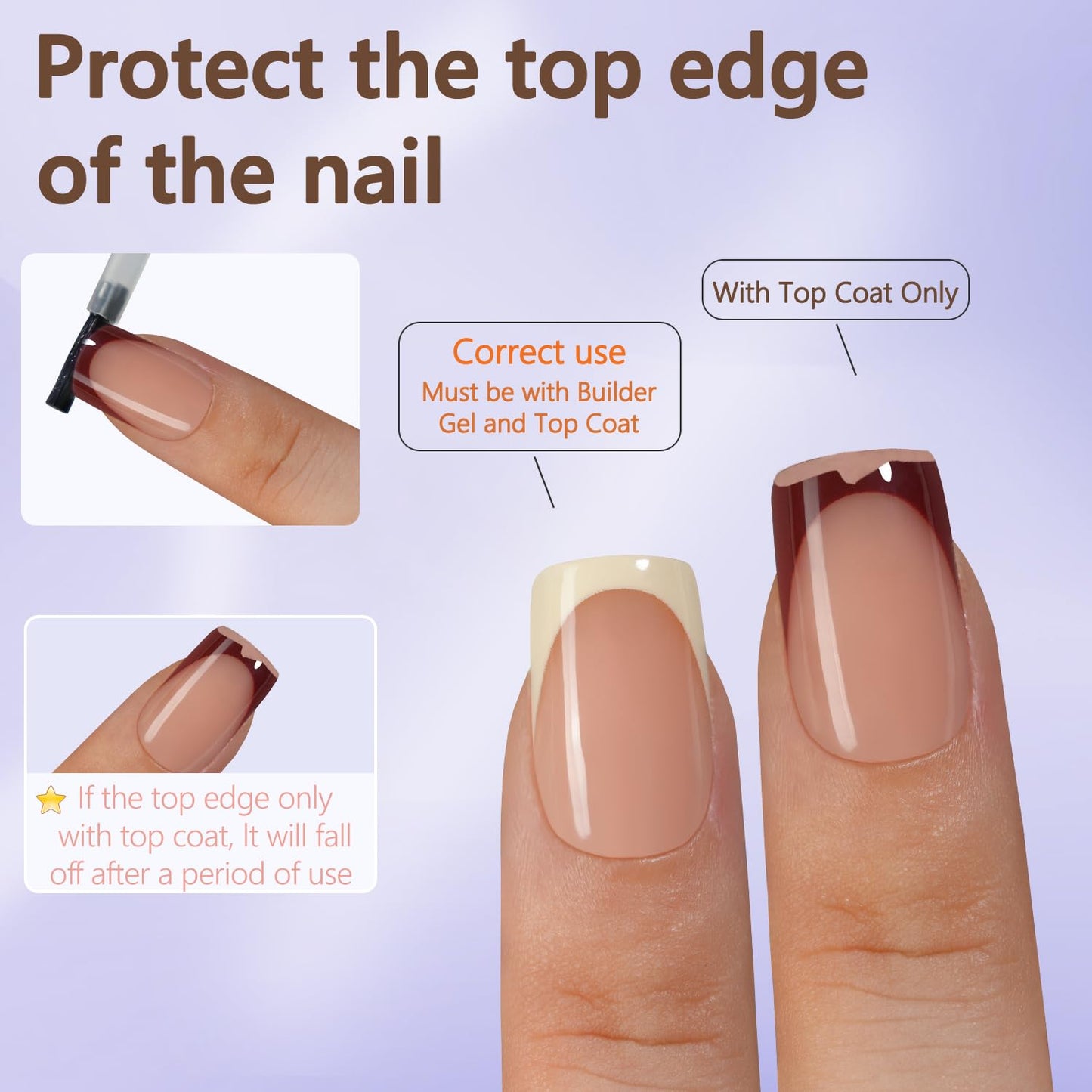French Tip Press On Nails - 160 Pcs Short Square Gel Nail Tips | DIY Nail Art Starter Kit with 16 Sizes