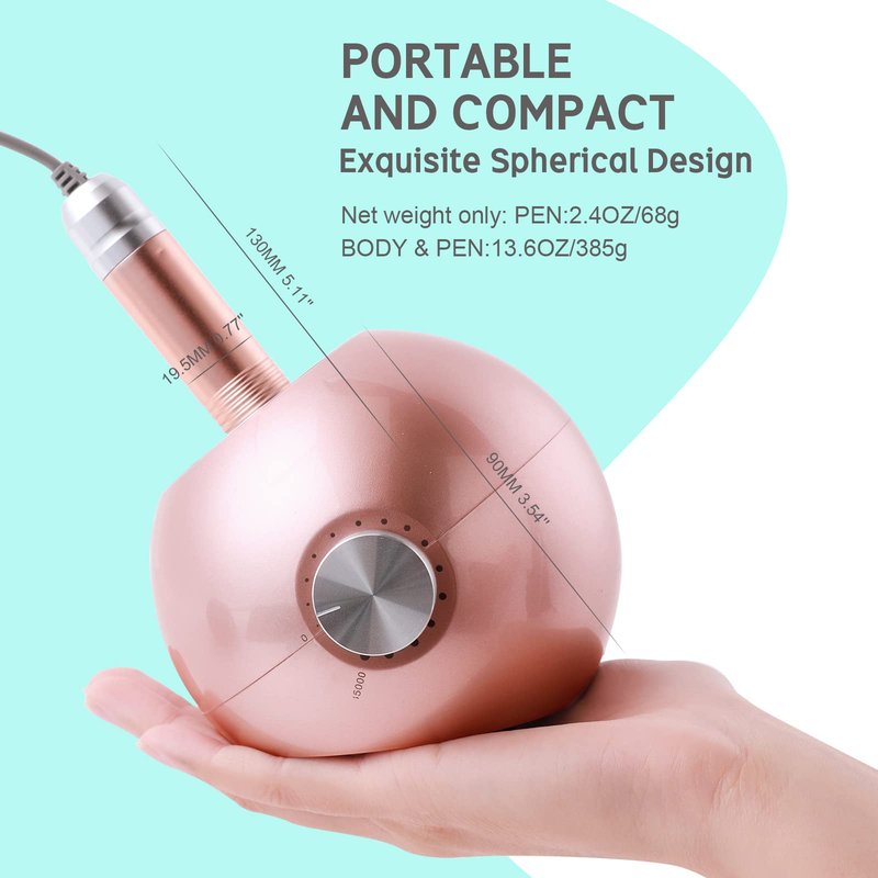 Delanie Corded Electric Nail Drill for Acrylic Nails Gel Nails 35000 RPM, Professional E File Nail Drill Machine, Low Noise, Low Vibration, Low Heat, Rose Gold (Non-Rechargeable)