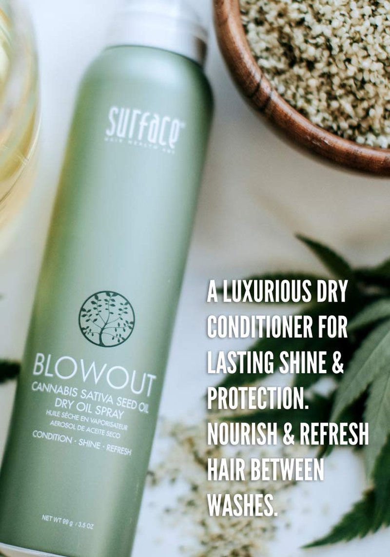 Surface Hair - Blowout Dry Oil Spray – Organic Ingredients for Women and Men, Heat-Resistant with Babassu Oil for Lightweight Conditioning for Longer Lasting Blowouts - 3.5 fl oz