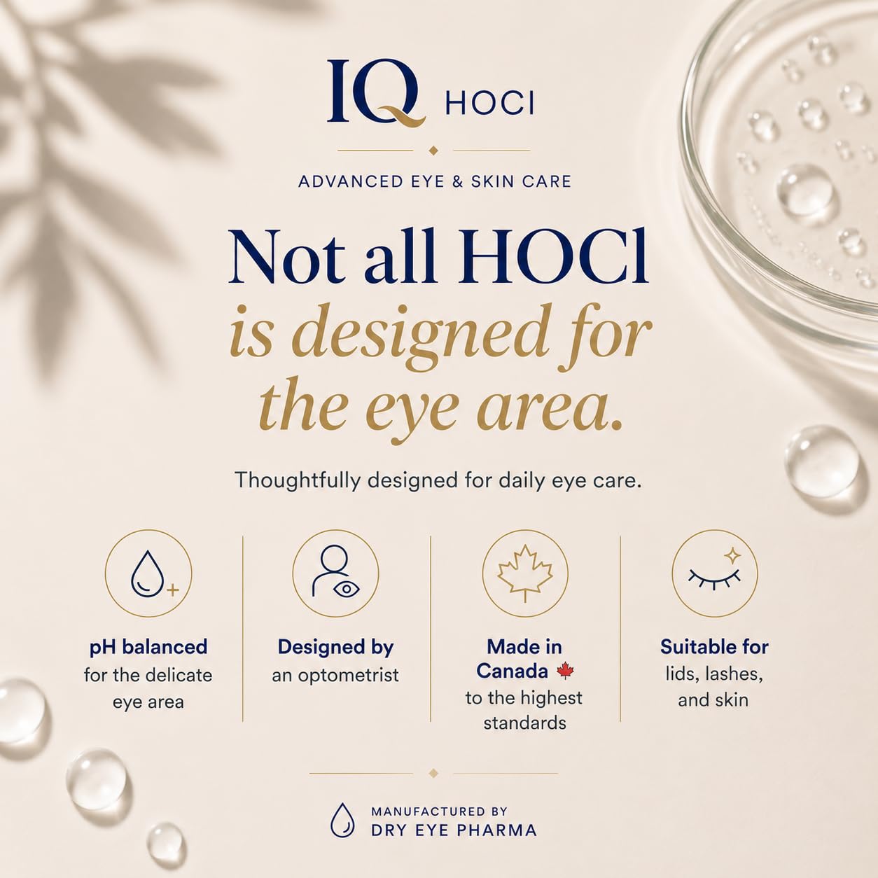 IQ® HOCL PURE Eyelid Cleansing Spray – 0.02% Hypochlorous Acid – Gentle Hydrating Formula for Daily Eyelid Hygiene – Doctor Recommended, Alcohol-Free, Additive-Free – Made in Canada