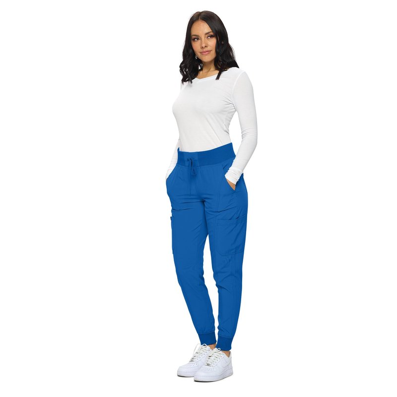 Monarch Uniforms Womens Jogger Scrubs Ribbed Jogger Scrub Pants for Women-(Royal Blue)-XL