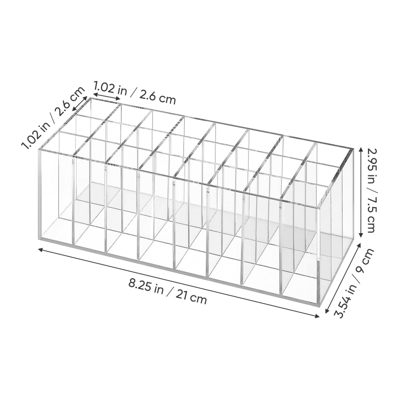 UKCOCO Acrylic Lipstick Display Rack 24 Slots Clear Cosmetic Organizer Holder for Makeup Tools Lip Gloss Multipurpose Storage Container 8.26X3.54X3.03In