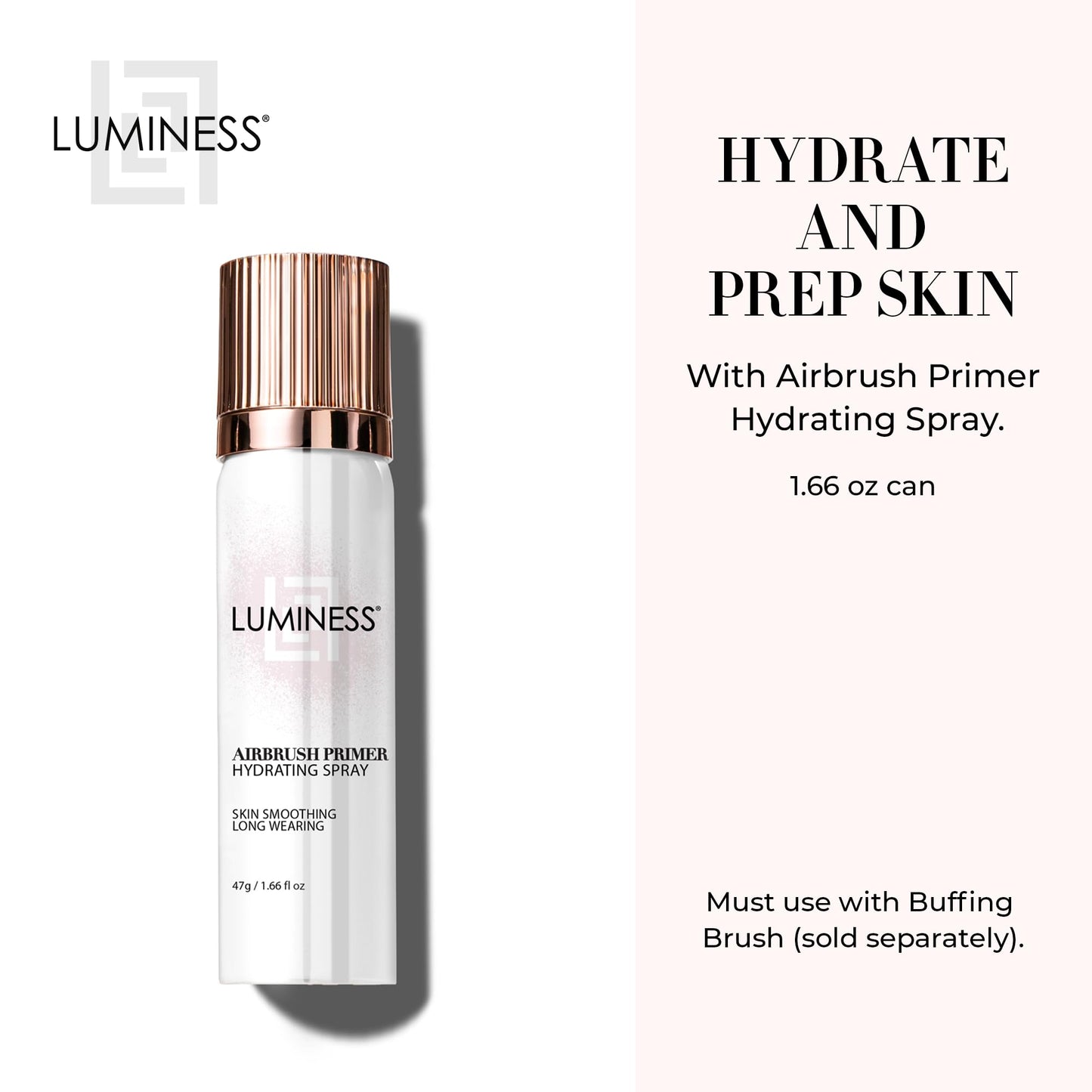 LUMINESS Airbrush Primer Hydrating Spray - Primes, Hydrates and Smooths Skin Texture for The Ultimate Canvas for Foundation Application - Hydrolyzed Silk & Hyaluronic Acid - 1.66oz