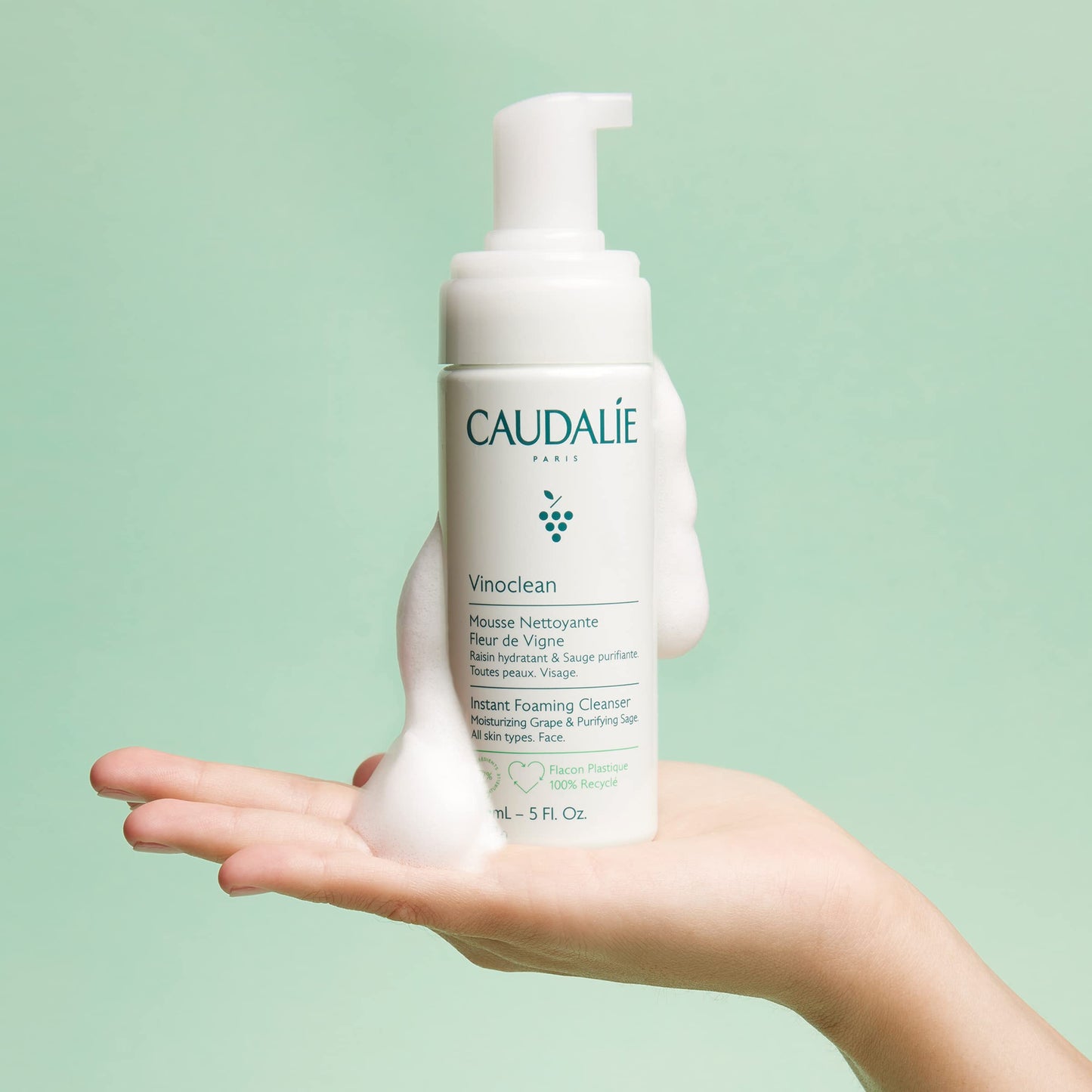 Caudalie Vinoclean Gentle Instant Foaming Facial Cleanser for All Skin Types - 150 mL