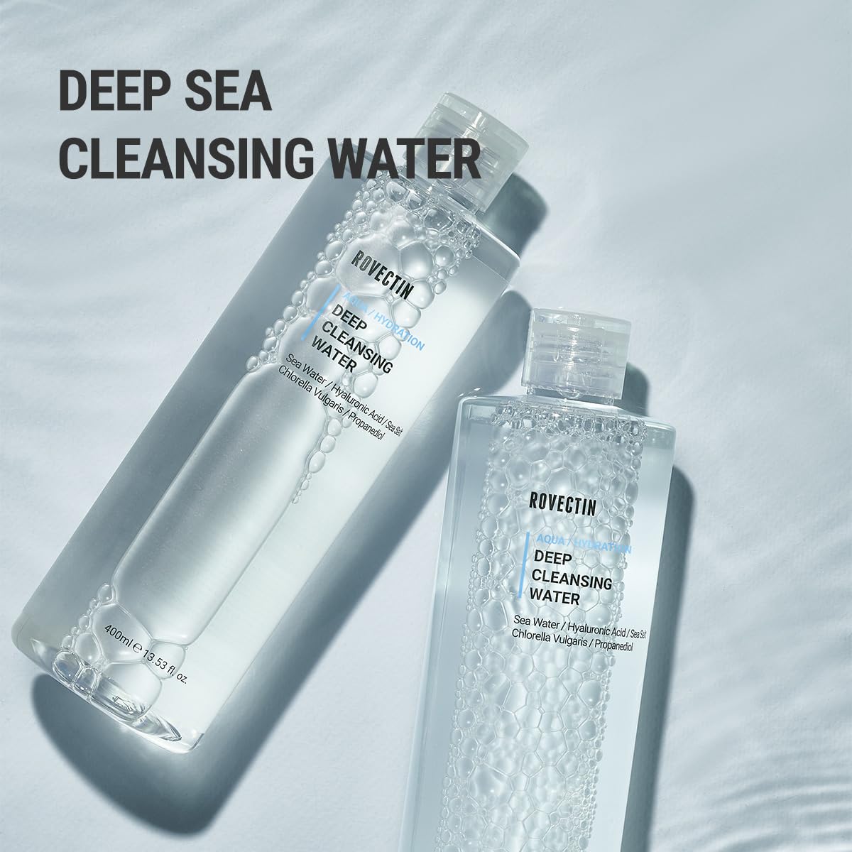 ROVECTIN Aqua Deep Cleansing Water (13.5fl.oz, 400ml)- Impurities Remover from Ocean deep with Hyaluronic Acid and Marine Plants from Jeju Island