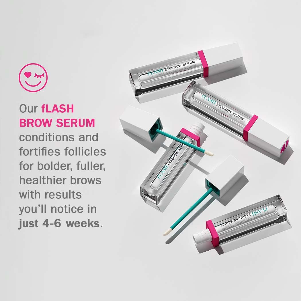 fLASH Eyebrow Serum for Bolder, Fuller, Thicker-looking Brows in 4-6 Weeks - USA Made, Conditions Brows, Safe for Sensitive Skin, Cruelty-free, Vegan, 3 Month Supply - 3mL (0.1 Fl Oz)