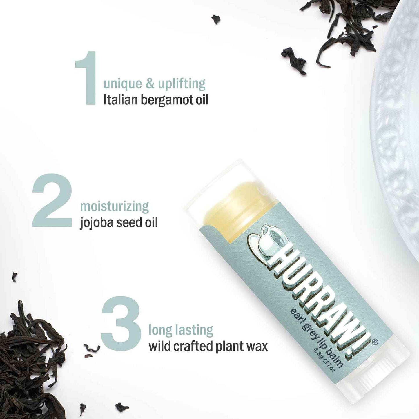 Hurraw! Earl Grey Lip Balm, 3 Pack: Organic, Certified Vegan, Cruelty and Gluten Free. Non-GMO, 100% Natural Ingredients. Bee, Shea, Soy and Palm Free. Made in USA