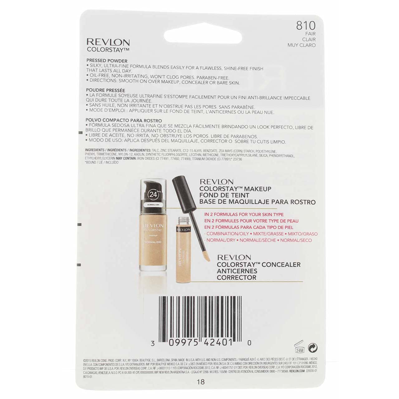 Revlon ColorStay Pressed Powder - Fair 810 | Long-Lasting Matte Finish, 0.3 oz (Pack of 4)