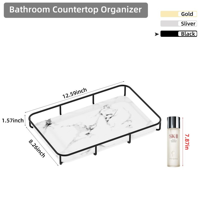 Dobbyby Bathroom Organizer Countertop Perfume Organizer Makeup Organizer Cosmetics Storage Display Rack Vanity Tray Dresser Stainless Steel Gold Shelf Wooden Tray