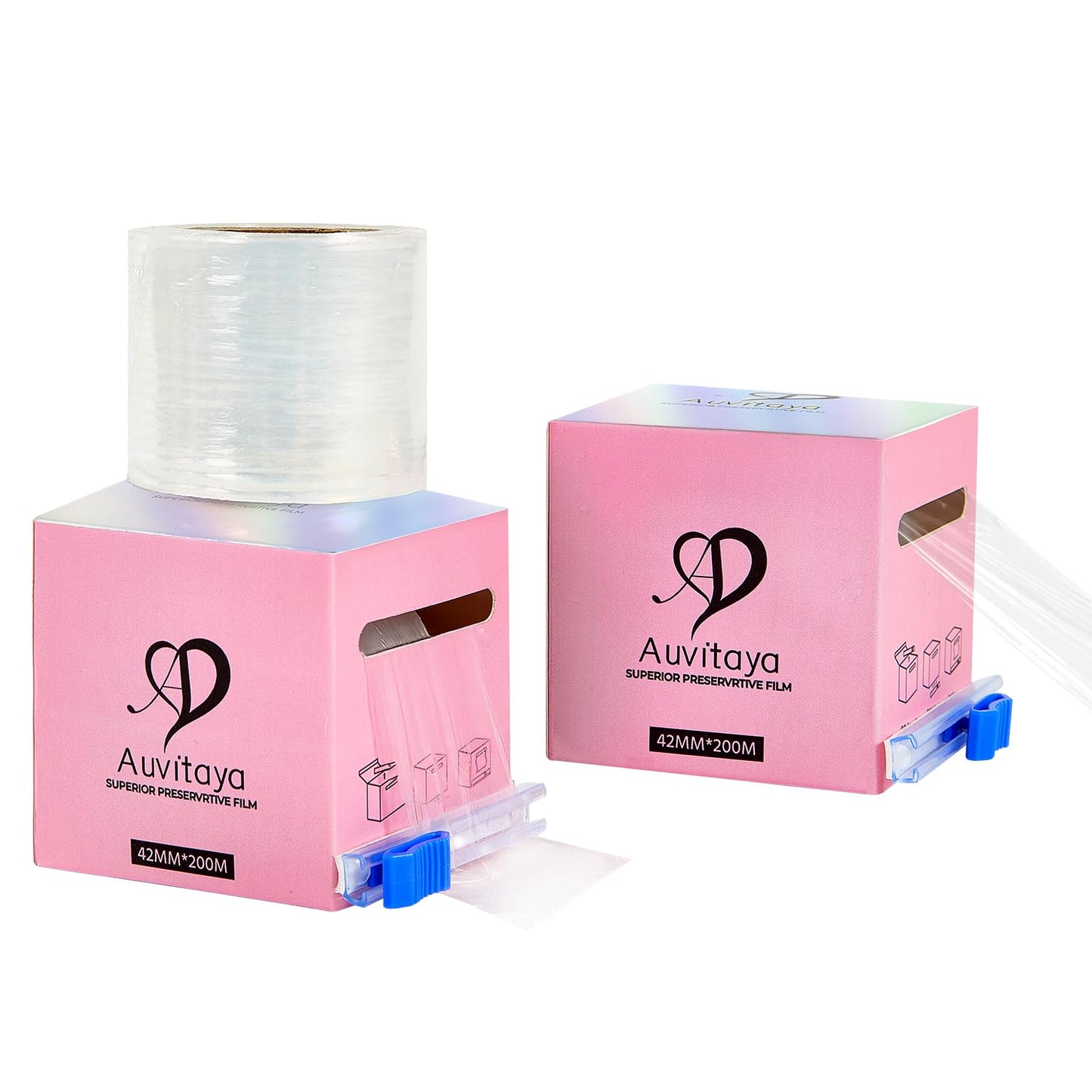 2 Pack Eyebrow Lamination supplies with Ergonomic Slicer, Premium Transparent Preservative Film, Permanent Make Up Cling Wrap Cover Tape Roll Perfect for Lip Brow Lamination Lash Lift