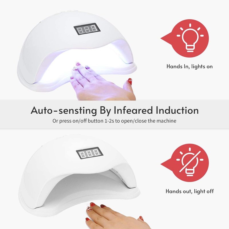 LISHUMEI LED Nail Lamp, 48W Nail Dryer Gel Nail Polish Curing LED UV Light with 4 Timers Automatic Sensor LCD Display Professional Nail Art Tools Accessories for Fingernail Toenail Salon(White