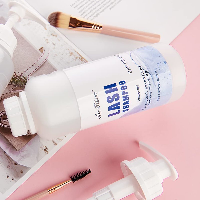Eyelash Extension Cleanser Lash Shampoo Eyelash Extension Shampoo Lash Foam Cleanser Eyelid Cleanser for Makeup Remover Eyelash Care, Paraben & Sulfate Free for Salon and Home Use (Original 600ml)