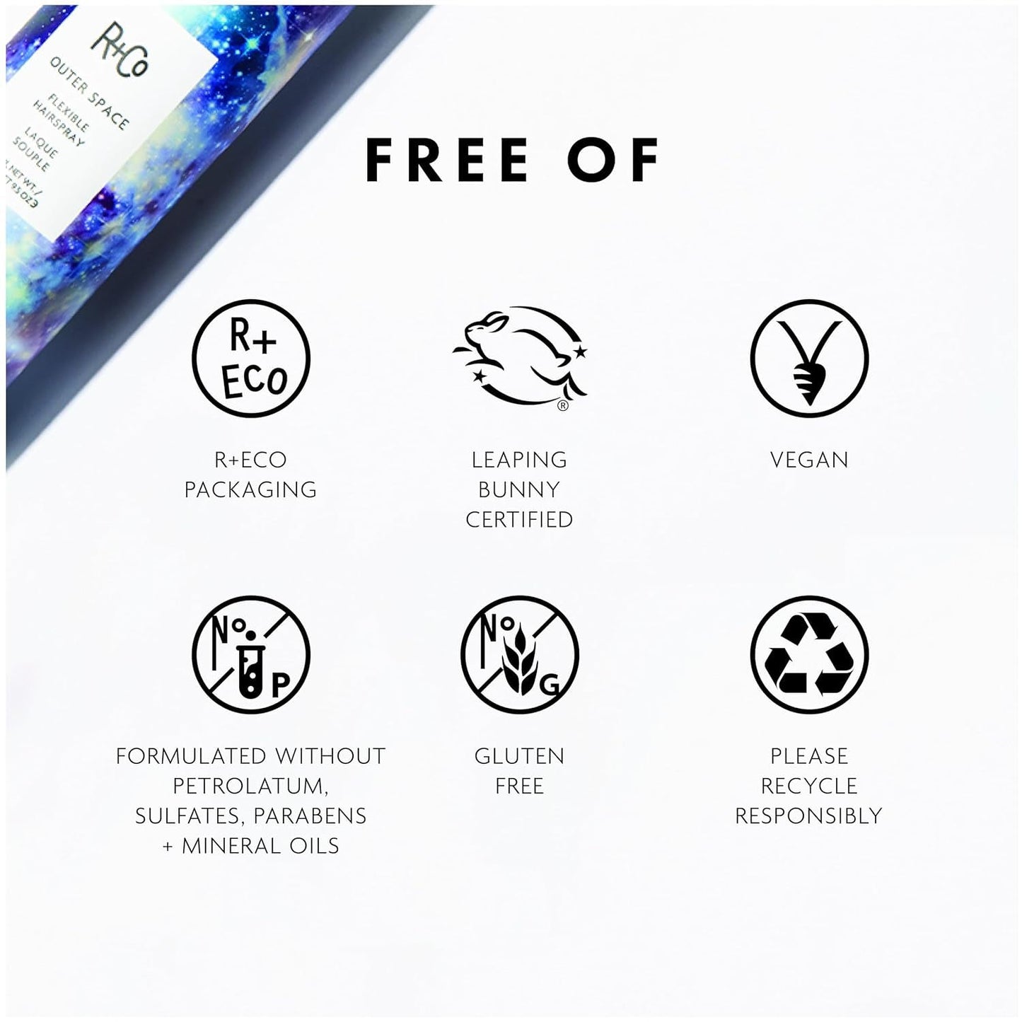 R+Co OUTER SPACE Flexible Hairspray - Light Hold, Long-Lasting Shine & Flexibility | All Hair Types