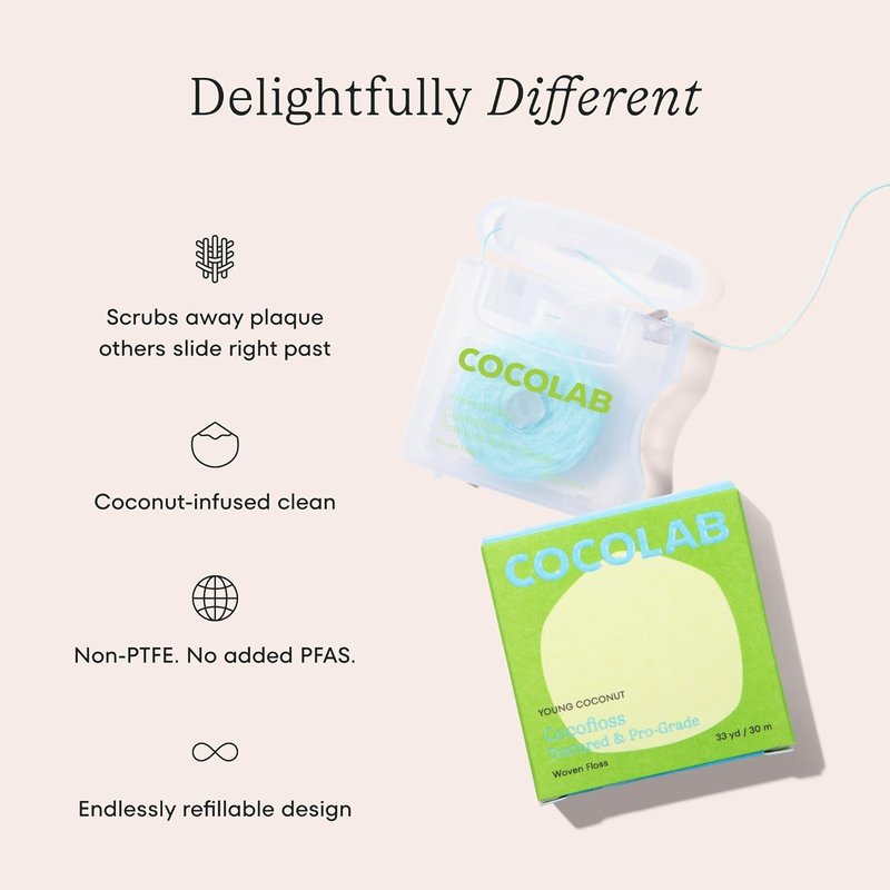 Cocofloss Expanding Woven Dental Floss - Waxed Coconut Oil Infused Tooth Floss | Vegan, 4 Pack for Adults & Kids