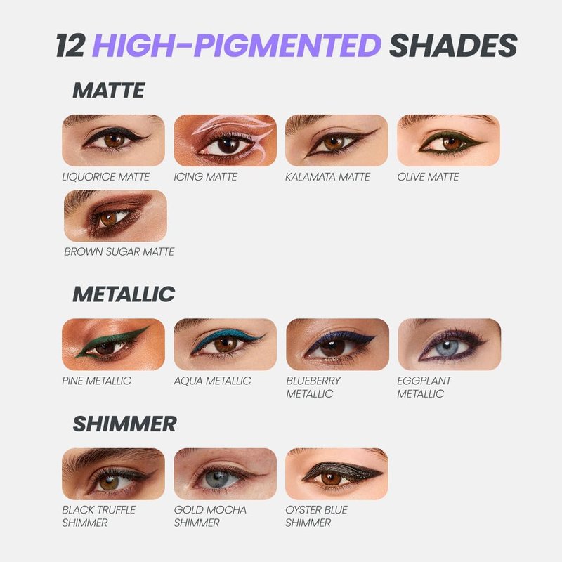Wonderskin 1440 Longwear Black Glitter Eyeliner Pencil, 2 Pack - Waterproof, Sharpenable Eyeliner & Smudge Proof Eye Liner Pencils (Black Truffle)