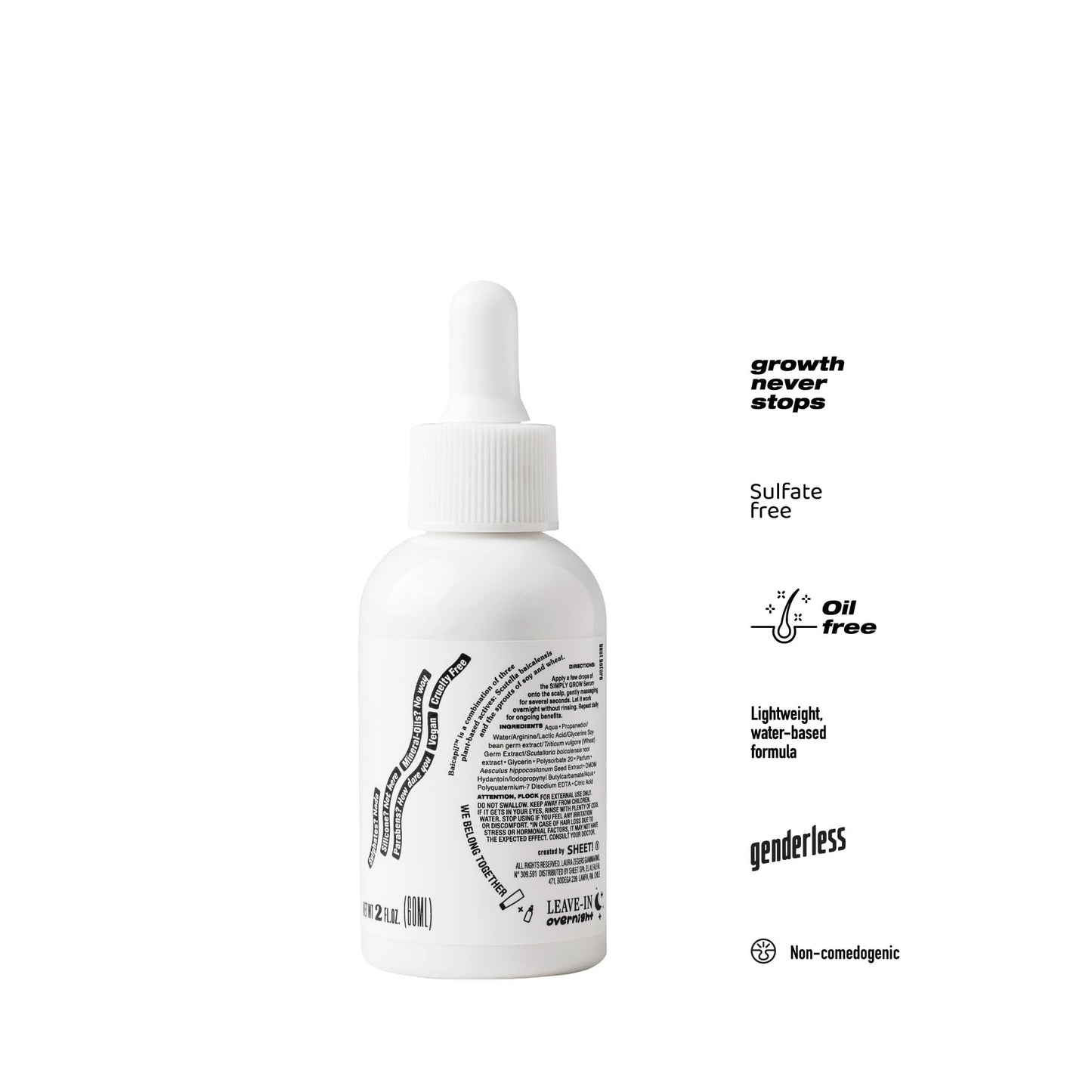 Sheet - Hair Growth Treatment Shampoo & Serum Kit - 8.45 fl oz shampoo + 2 fl oz tonic - 3% Baicapil complex - Water-based sulfate-free formula for fuller-looking hair