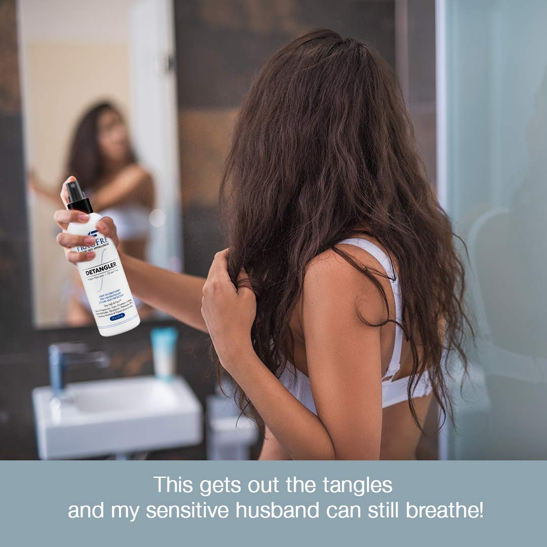 FRAGFRE Detangler 8 oz (2-Pack Gift Set) - Fragrance Free Hypoallergenic Parabens Free - Hair Detangler Leave-in Conditioner for Sensitive Skin - Styling Heat Protectant - Vegan Cruelty/Gluten Free
