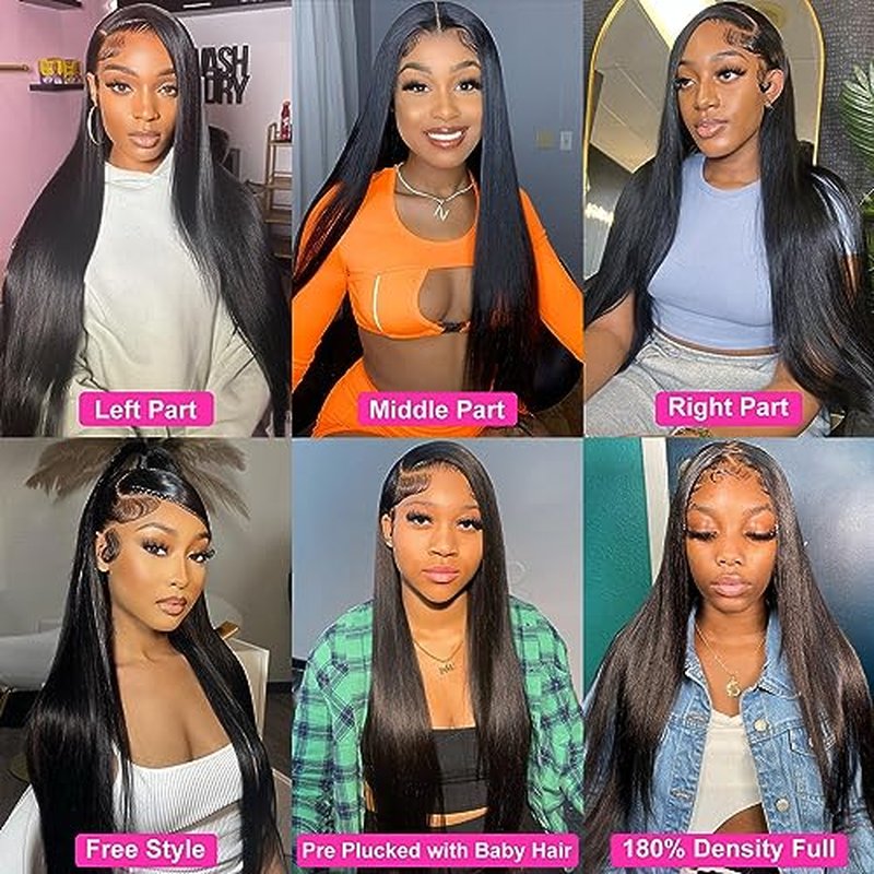 mengkai 30 Inch Straight Lace Front Wigs Human Hair Pre Plucked Bleached Knots 13x4 HD Lace Front Wigs Human 180% Density Lace Frontal Wigs with Baby Hair Glueless Wigs