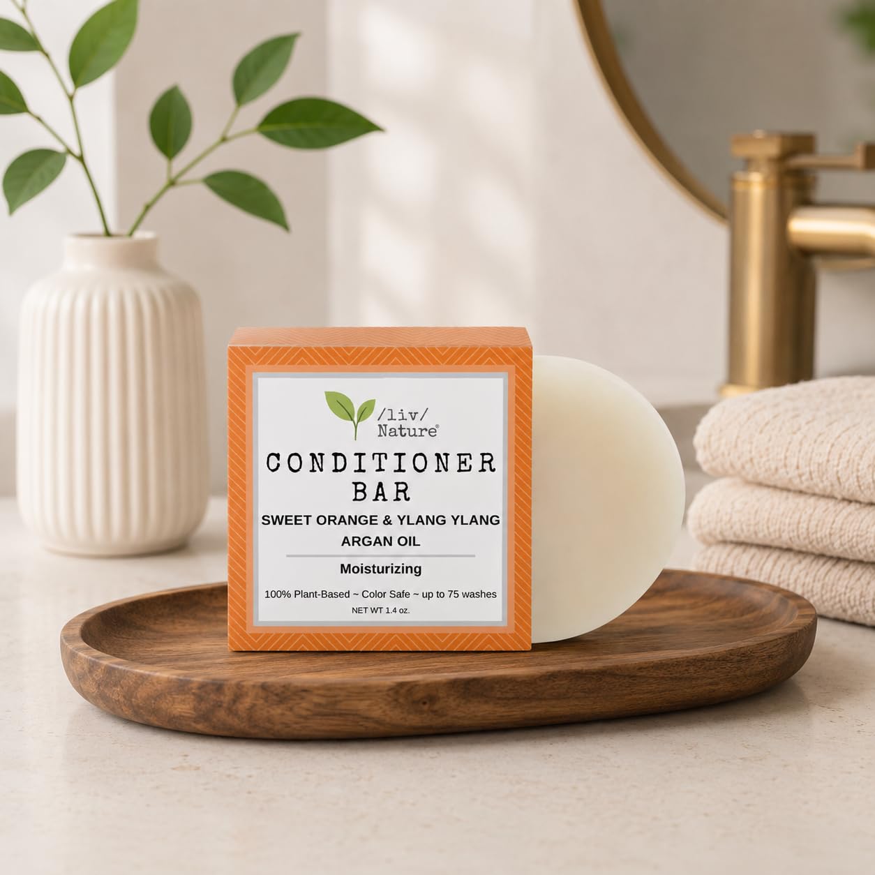/liv/ Nature Conditioner Bars Detangle, Strengthen & Moisturize | Paraben Free & Sulfate Free | Travel Essentials | Vegan | Made In USA (Sweet Orange, Ylang Ylang)
