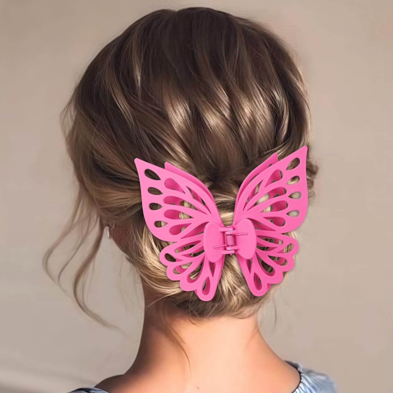 LALADEFIEE Butterfly Hair Clips Set of 8 Large Jaw Clips for Women and Girls Matte Finish Hair Barrettes Strong Hold